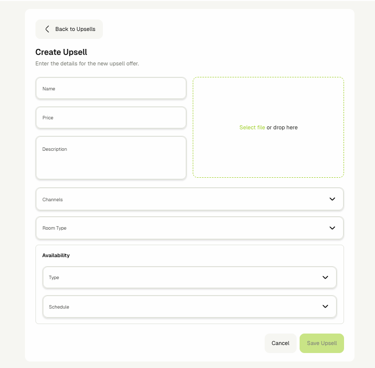 Create upsell form
